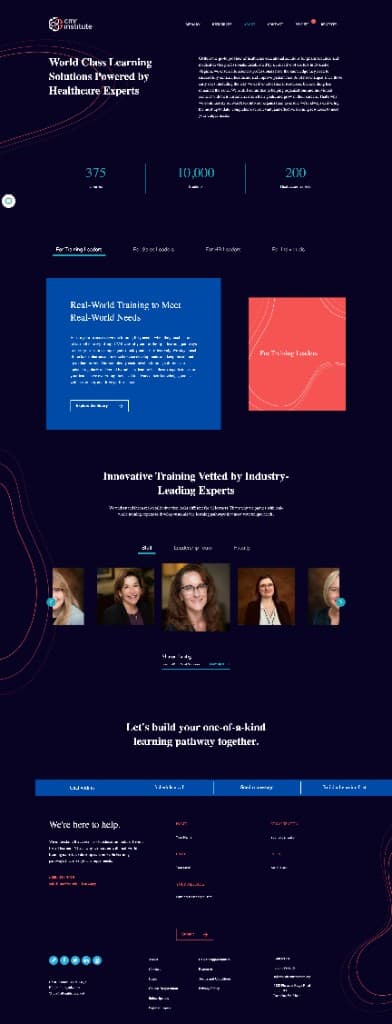 Landing page with solutions and expert-vetted training