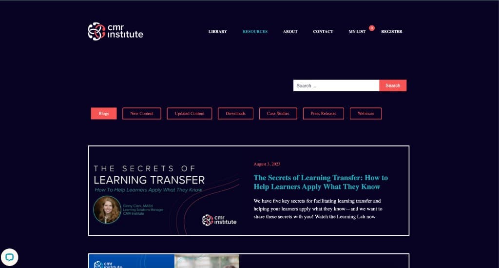 Resources hub with blogs, downloads, and case studies