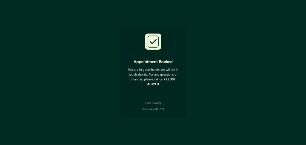 Appointment booked confirmation for customers