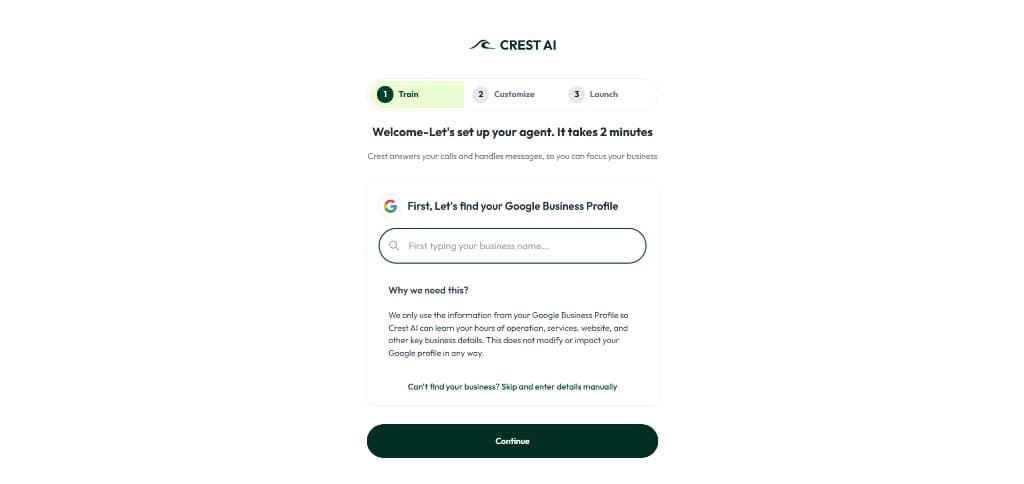 Onboarding - connect your Google Business Profile