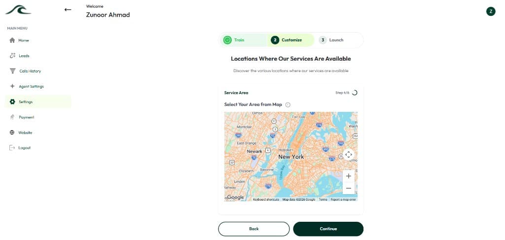 Select service areas on the map