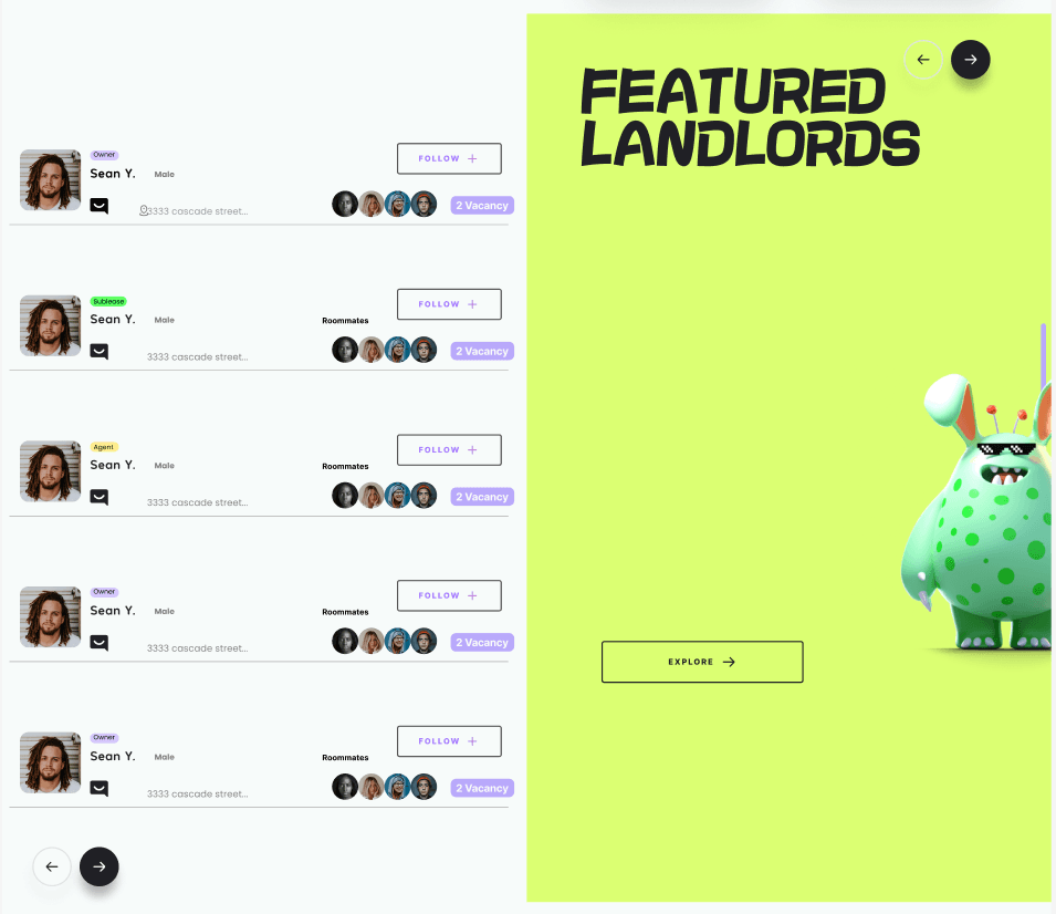 Featured landlords browse experience