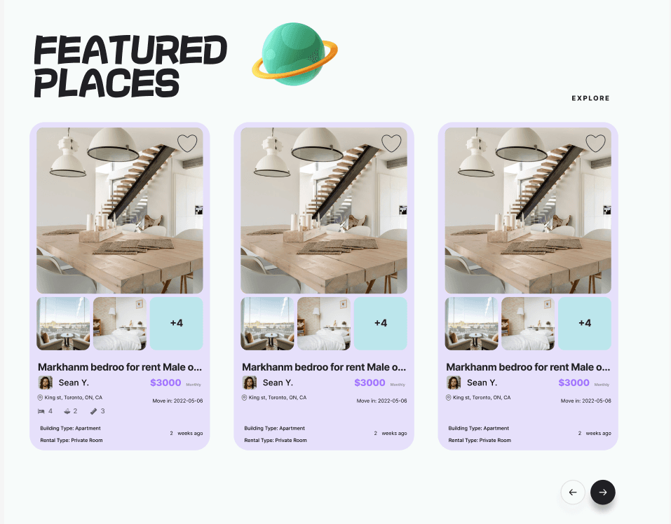 Featured places property listings